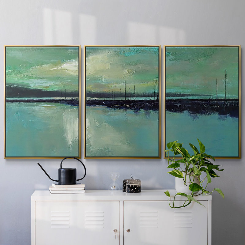 Harbour Light, reproduction sur toile 3 pièces, H 24 po x l 48 po x P 2 po, Or