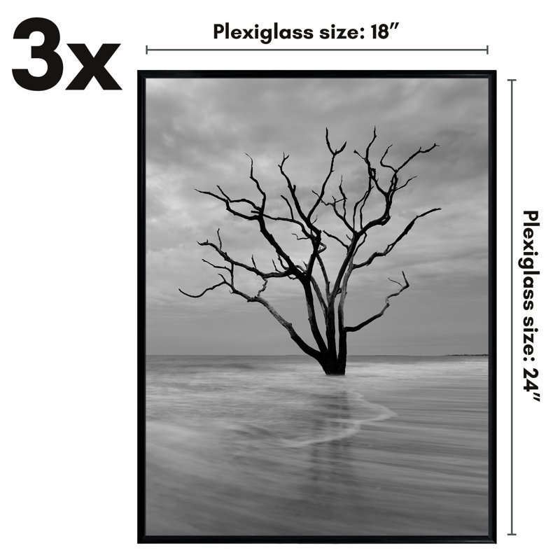 Malaya 3 Pack Lightweight Poster Frames Slide-In Photo Frames with Buildable Molding, 18" x 24"