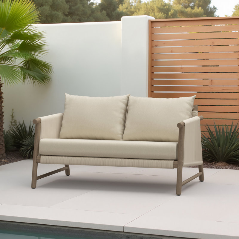 Naomie Acacia Loveseat with Wicker Rope