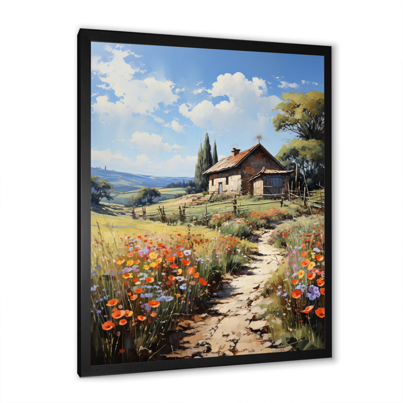 Farmhouse Impressionist Fields II - Landscape & Nature Canvas Wall Art-FDP71078, Noir, H 44 po x l 34 po x P 1,5 po
