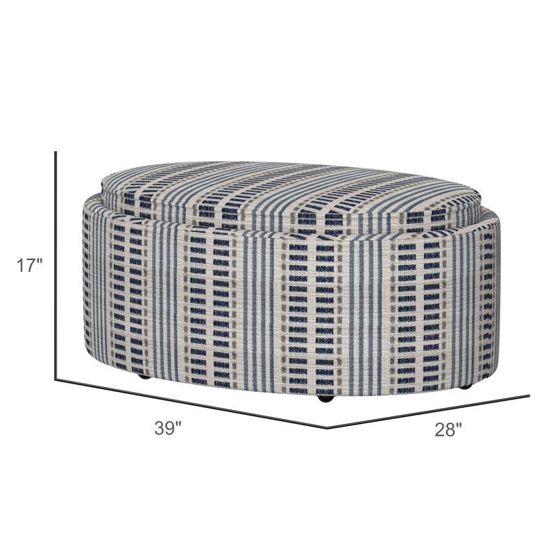 Reversible Tray Top Storage Ottoman, Old Town Stripe