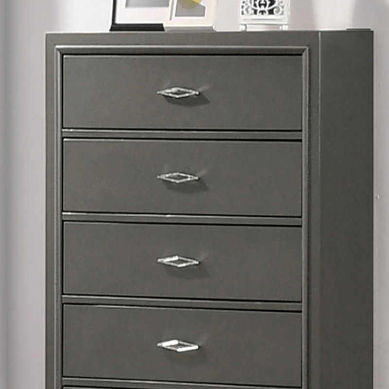 1 pièce Commode 5 tiroirs en acrylique de style contemporain avec pieds en métal