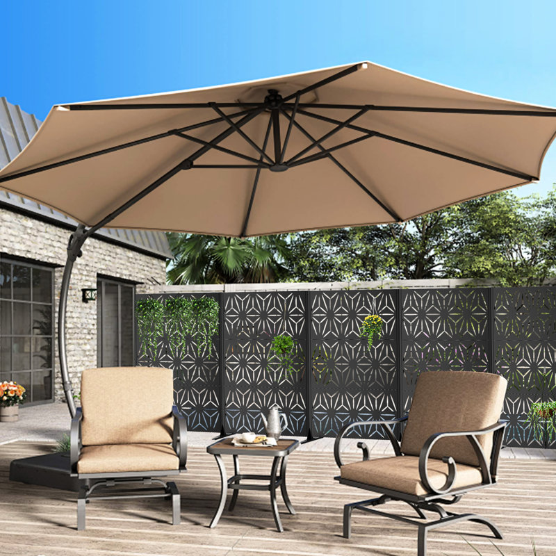Écran d'intimité autoportant en métal H 72 po x l 46 po, décoratif pour patio, terrasse, balcon, jardin, cour arrière, avec base stable, résistance aux intempéries, installation sans effort, gaine antirouille