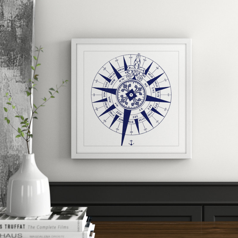 Blue Compass - Print on Canvas, 51cm H x 51cm W x 3.81cm D