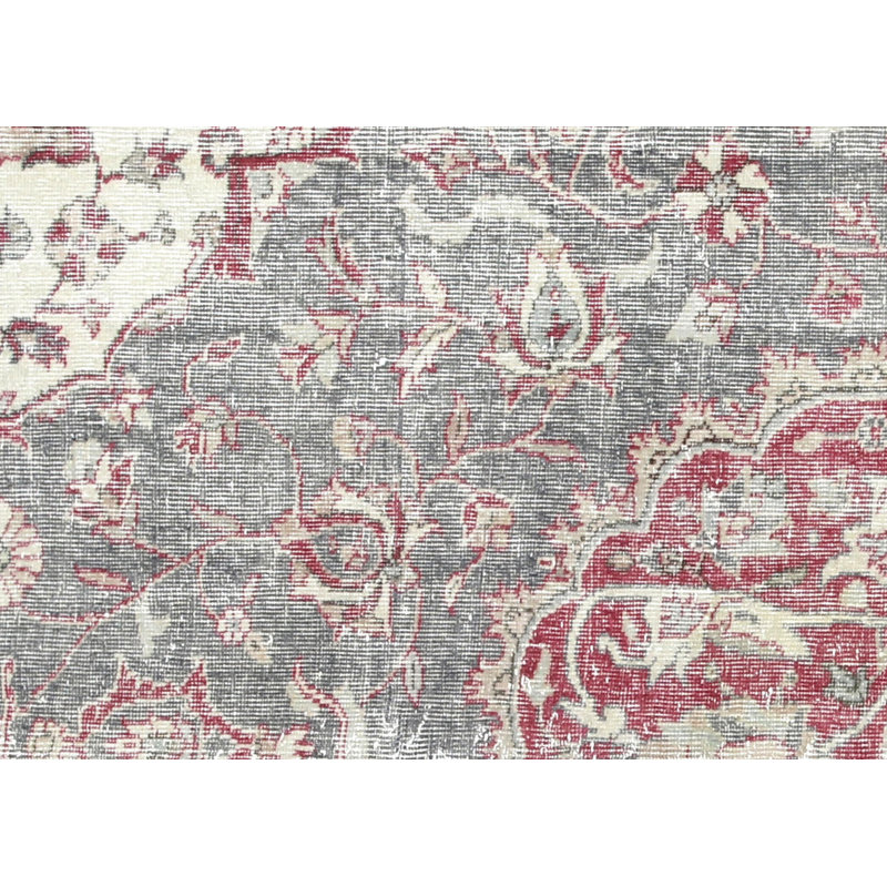 Tapis unique en laine noué à la main de style années 1960 de 6 pi 4 po x 9 pi 4 po vert foncé / rouge / ivoire