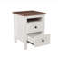 Ensemble de chambre à coucher 3 pièces White + Brown - Lit plateforme pleine grandeur avec tête de lit double à porte coulissante, station de charge, table de chevet et commode-928364537-928364540