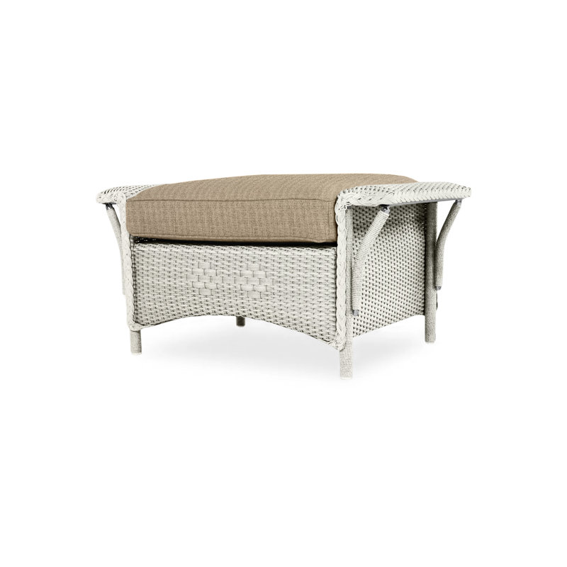 Nantucket Outdoor Ottoman, Consider Indigo, Matte White