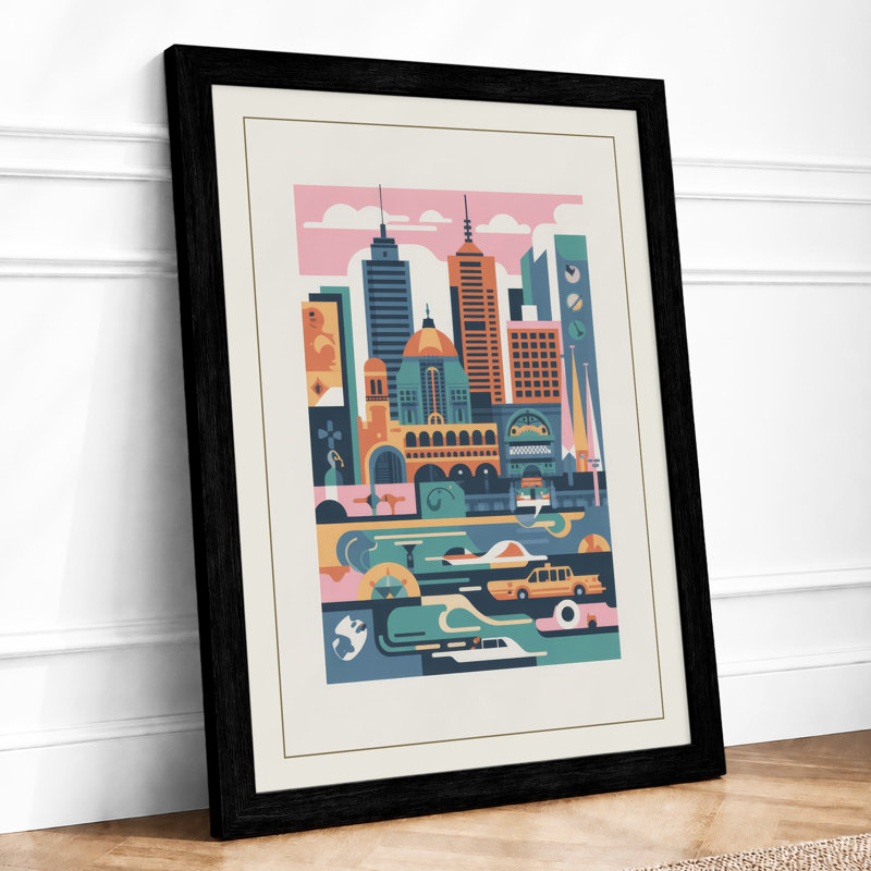 City in Layers Modern - Framed Print, A1 - 84.1 x 59.4 cm, Black
