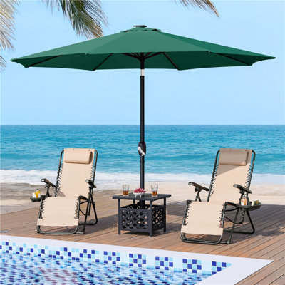 11 FT Patio Umbrella Market Umbrella with 32 LED Lights
