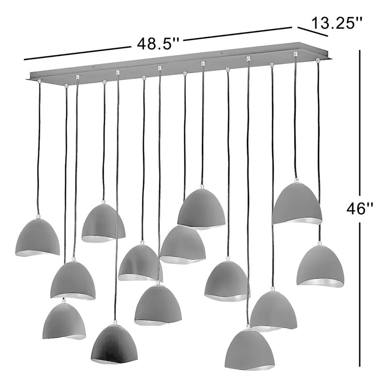 Cotter 14 - Light Fabric Dimmable Geometric Chandelier, Shell Black