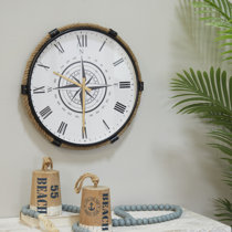 14″ Authentic Nautical Time Tide Clock Porthole Ship Wheel, Navy Pirate's  Gift & Decor