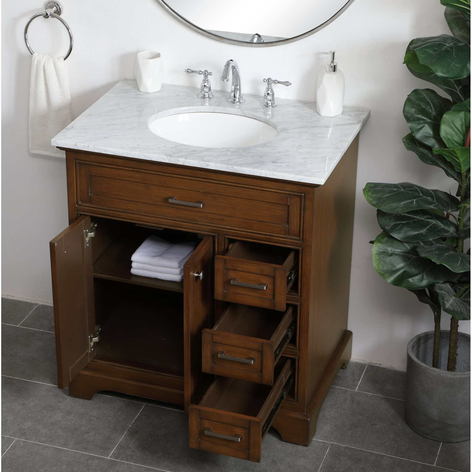 Hermes 32'' Single Bathroom Vanity, Teak