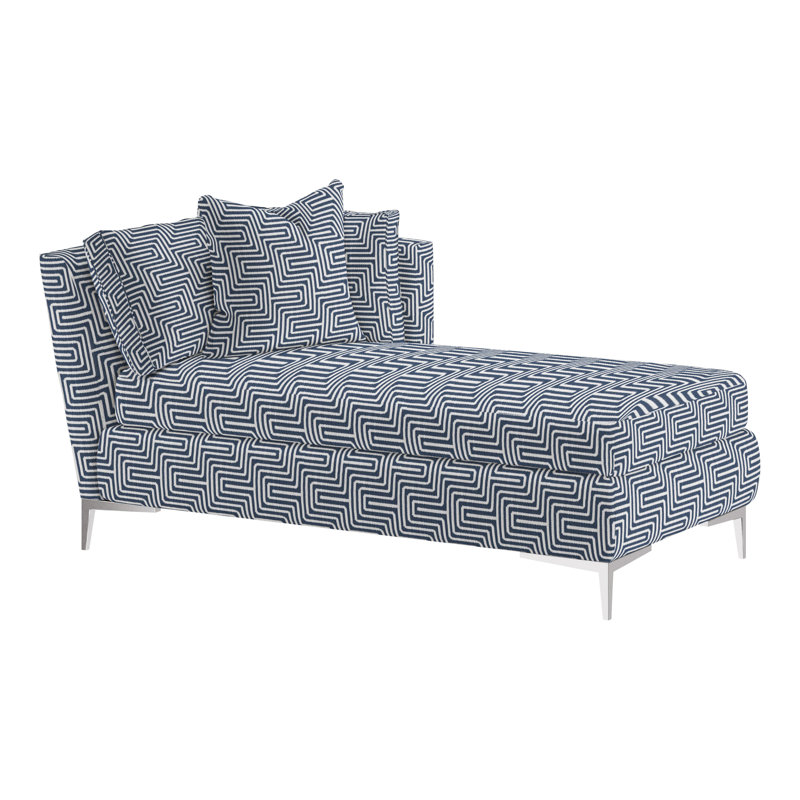 Aiden Chaise Lounge, Right Hand Facing, Polished Stainless, Perigold Youngman Ebony