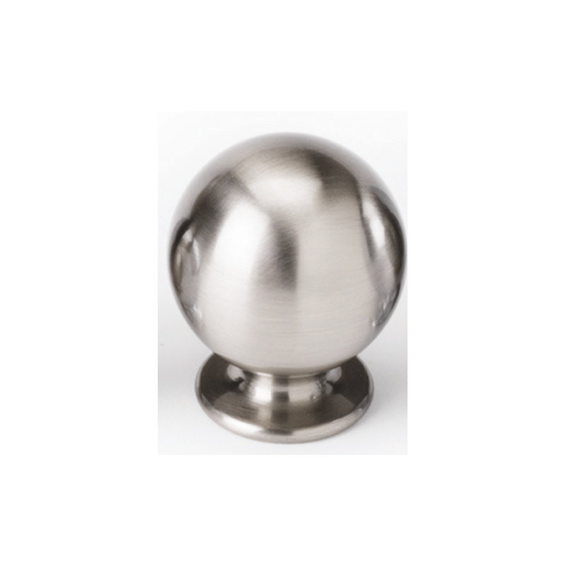 Bouton rond, Nickel satiné, H 0,75 po x l 0,625 po x P 0,4375 po