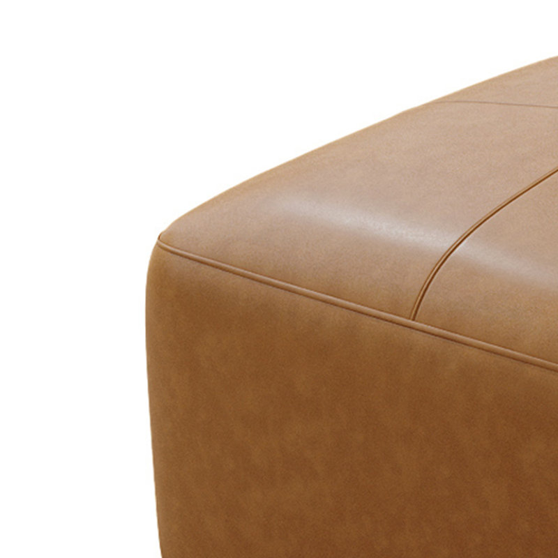 Hustle Square Top-Grain Genuine Leather Ottoman, Brown