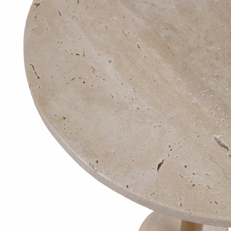 Grande table ronde en marbre Belliso, brun, 10"W x 26"H x10"L 