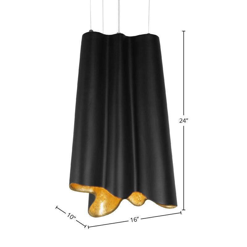 Nove Ceramica 1-Light Pendant, Black/Gold