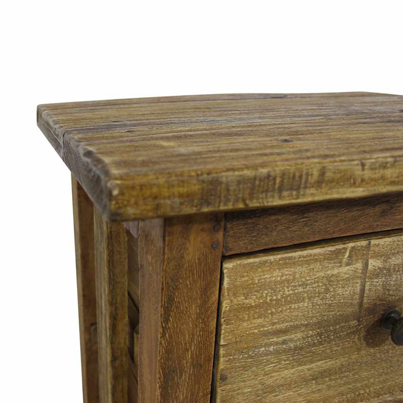 Nightstand, Rustic Side Table with 2 Drawers, Solid Reclaimed Wood, 15.7''x11.8''x20.1'' Brown