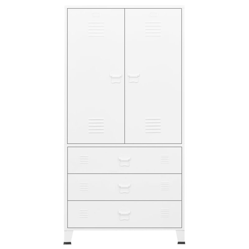 Bertrame Industrial Wardrobe 90x50x180 cm Metal, White