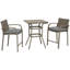 Ensemble de bar 3 pièces en osier de rotin avec plateau en grain de bois et 2 tabourets de bar pour l'extérieur, le patio, la piscine et le jardin