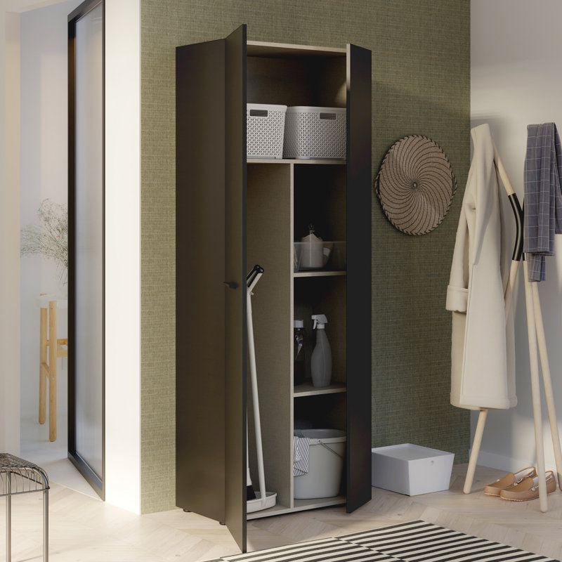 Shilu 2 Door Manufactured Wood Wardrobe, Black