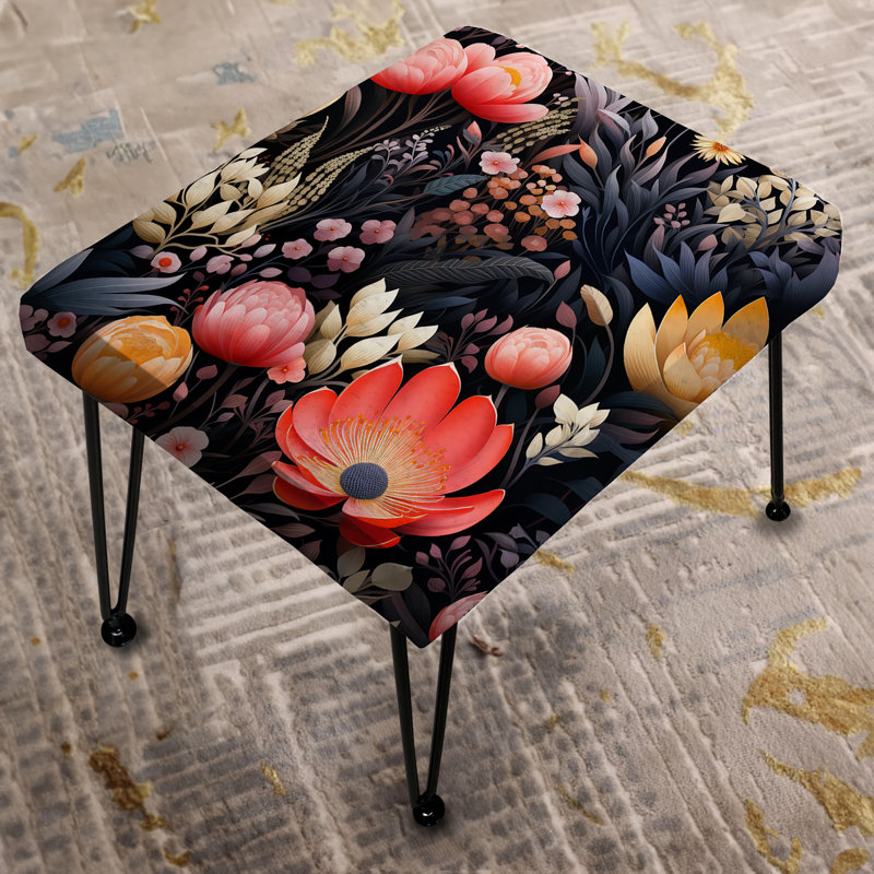 Multicolore Tribal Botanic Floral Garden Dreams I - Repose-pieds rectangulaire floral