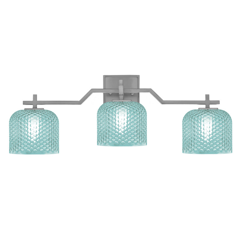 Bar pour salle de bain Headland illustré avec verre texturé fumée de 6 po, H 10 po x l 26,75 po x P 6 po, Trois lumières