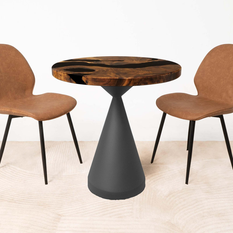 Table de salle à manger ronde en bois époxy 29 po de diamètre, H 28 po x L 29 po x l 29 po