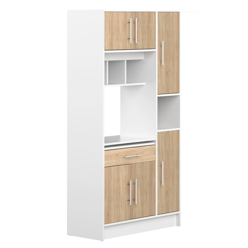 Seyma 457.71cm Kitchen Pantry, White/Oak