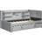 Twin Size Gray Upholstered Daybed With Pull - Out Trundle, Storage For Books, Charging Multifunctional Guest Rooms And Bedrooms Featuring Open Shelves, Ports Flip Top Compartment 2 In 1 Solution-1202316338