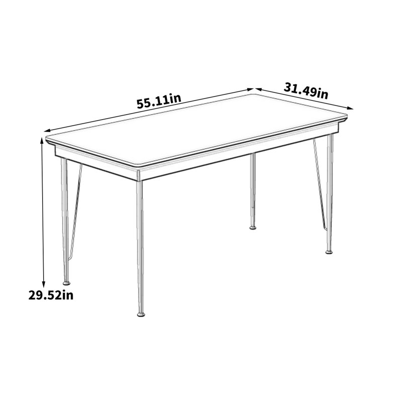 Table de salle à manger Nordic Vintage, H 29,52 po x L 55,11 po x l 31,49 po, Noir