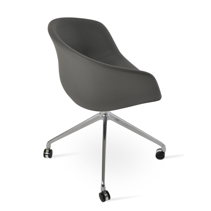 Chaise de travail Tribeca Spider, Similicuir gris, Poli