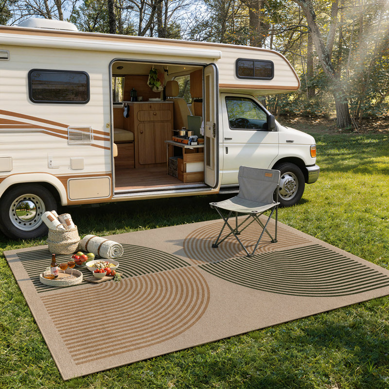 Tapis d'extérieur en faux jute avec envers antidérapant Narze, Rectangle 5 pi x 7 pi