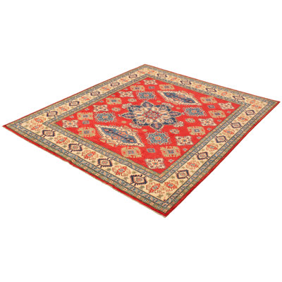 Tapis décoratif en laine rouge de conception unique 8 pi 2 po X 9 pi 10 po noué à la main New Age