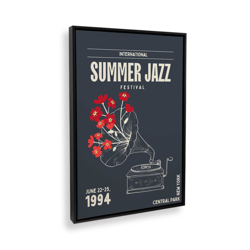 «Summer Gazz Fest», affiche sur toile encadrée, H 18,75 po x l 12,75 po, Noir satiné