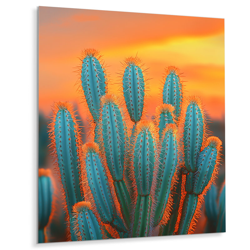 Merton - Impression de cactus sur métal, H 32 po x l 16 po