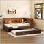 Lit de jour en bois pleine grandeur avec tablettes de rangement, USB, DEL et lit gigogne, couleur bois antique pour un confort moderne-697532569