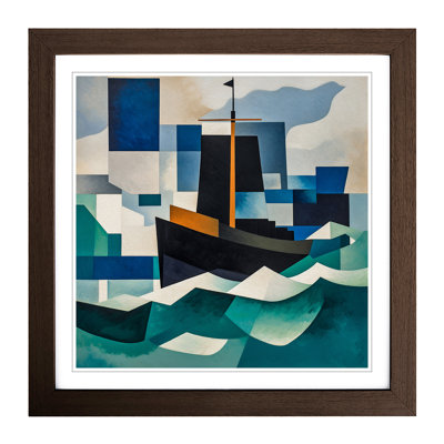 Ship On The Ocean Suprematism No.3 - Single Picture Frame Print on Wood