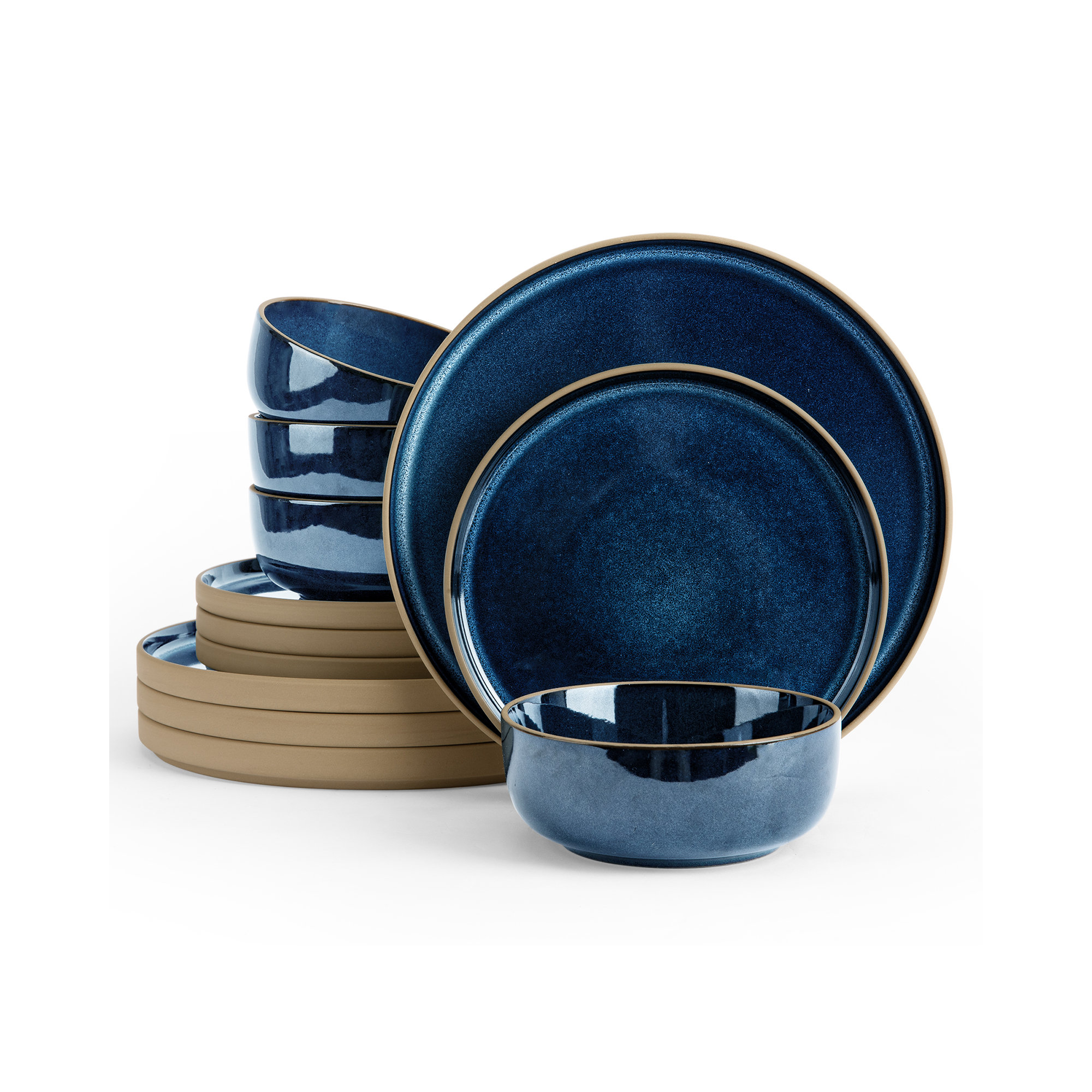 Stoneware Dinnerware Set, Midnight Blue