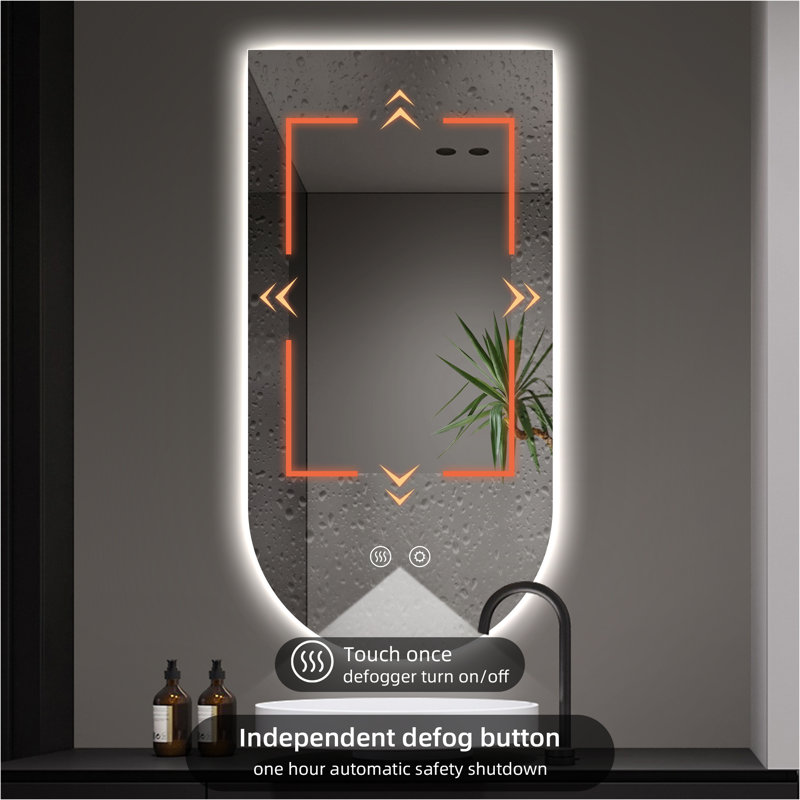Miroir de salle de bain vertical inversé à DEL