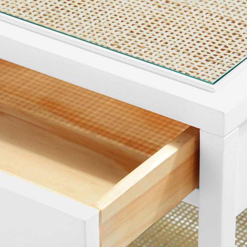 Caanan Glass End Table, White