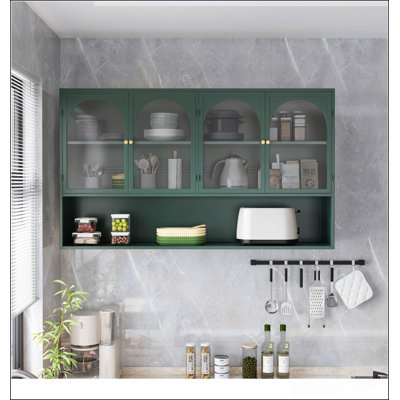 Armoire murale en verre à quatre portes pour un rangement élégant et efficace, parfait pour l'organisation à la maison