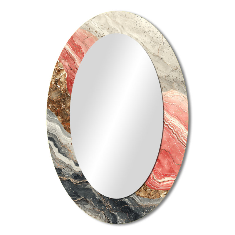 Décoration de miroir rose ovale en cristal Rose Whispers Of The Crystal, 36 po x 24 po