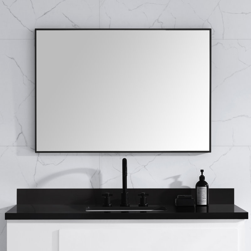 Sonoma 39" x 28" Matte Black Rectangular Bathroom Vanity Mirror