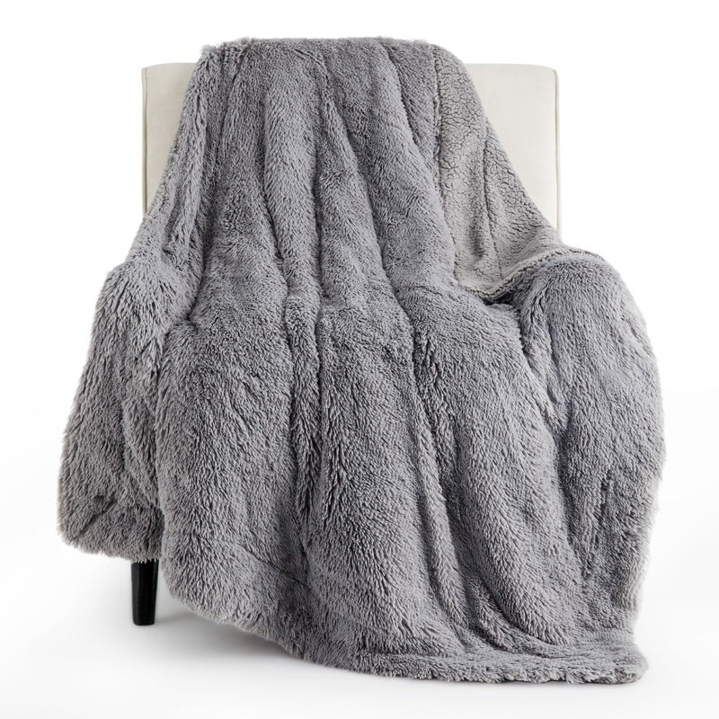 Couvre-lit double en fausse fourrure Sherpa, gris, doudou, cadeaux pour femmes, molleton doux, moelleux, épais, vison, couverture épaisse, lit simple, canapé, chambre, dortoir, gris, 60 x 80