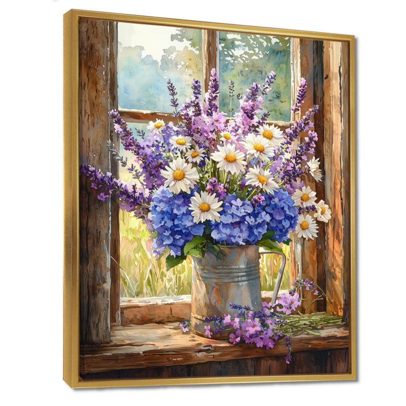 Jaeonna - impression sur toile florale, H 40 po x l 30 po, Impression encadrée flottante, Doré
