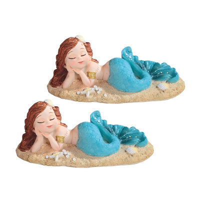 «2-PC Set» ICE ARMOUR l 6,25 po sirène allongée sur la plage Figurine Mergirl ornement de décoration de maison / chambre et idées de cadeaux parfaits pour le réchauffement de la maison, les fêtes et les anniversaires