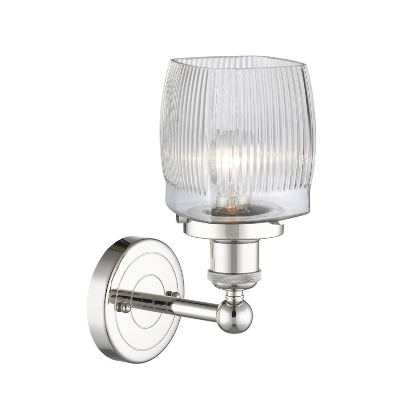Keenan Steel Armed Sconce, Polished Nickel