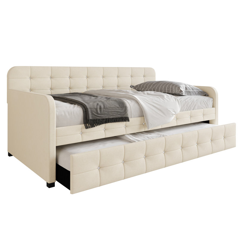 Lit de jour simple Giaimo, Beige