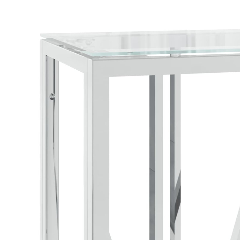 Wildomar Glass Top Console Table, 27.6" H x 43.3" W x 11.8" D, Clear/Matt Brushed Nickel